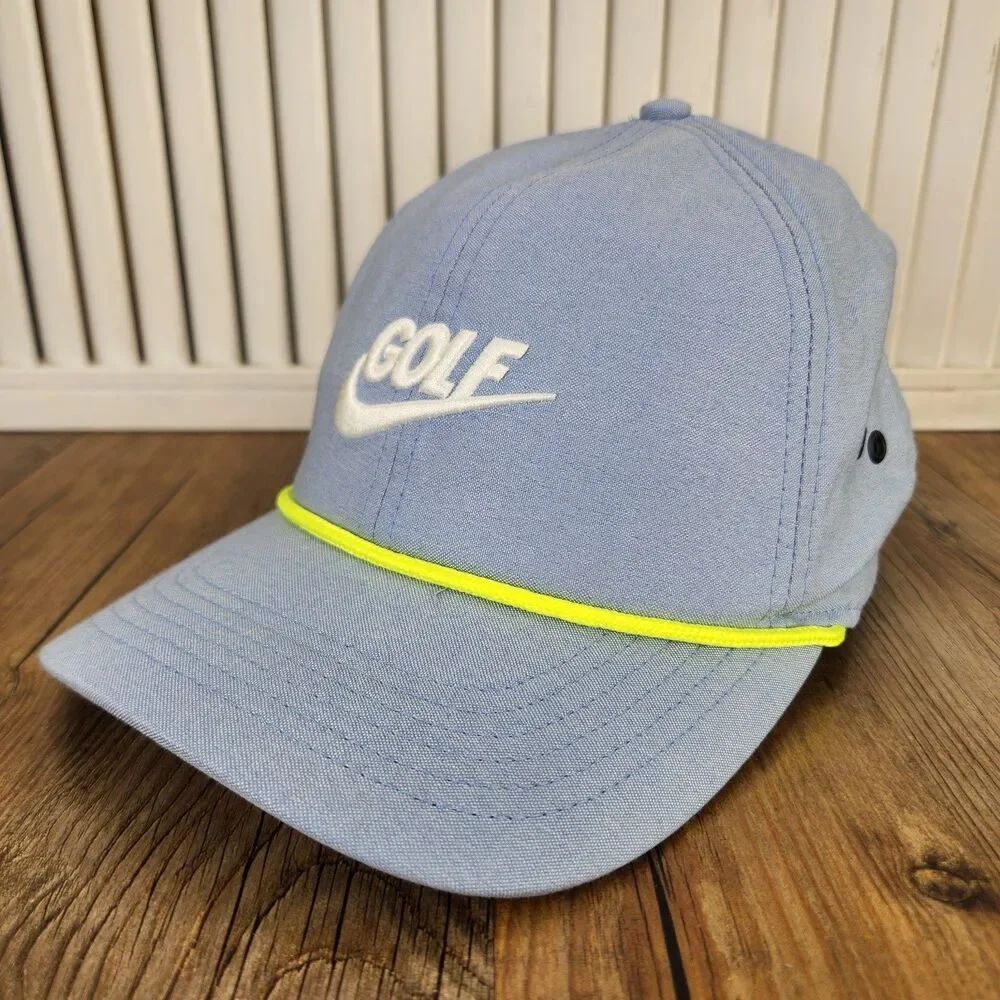 Nike Golf Classic99 Dri-Fit Rope Hat Light Blue Volt Strapback Adjustable Cap